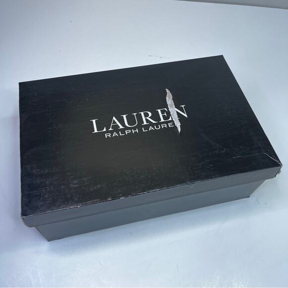 Lauren Ralph Lauren Angeline IV Leather Trim Straw sneakers navy blue - 8.5 - Picture 9 of 10